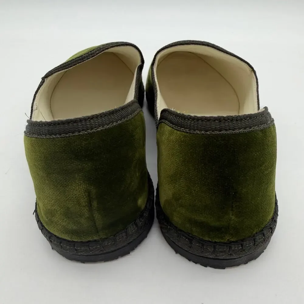 THE ROW Kid's Friulane Velvet Forrest Green Casual Slippers EU 34